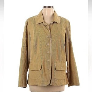 Vintage Talbots Y2K Tan Corduroy Cotton Stretch Button Down Jacket Plus Size 14W